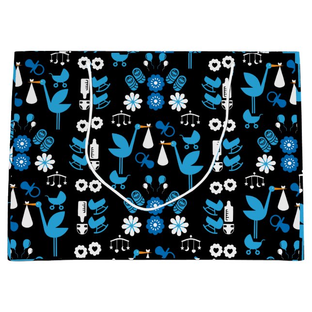 Twin Boy Stalk Delivery Blue Große Geschenktüte (Vorderseite)