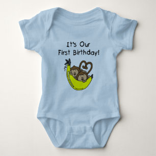 Twin Boys 1st Birthday Monkey Tshirts et cadeaux