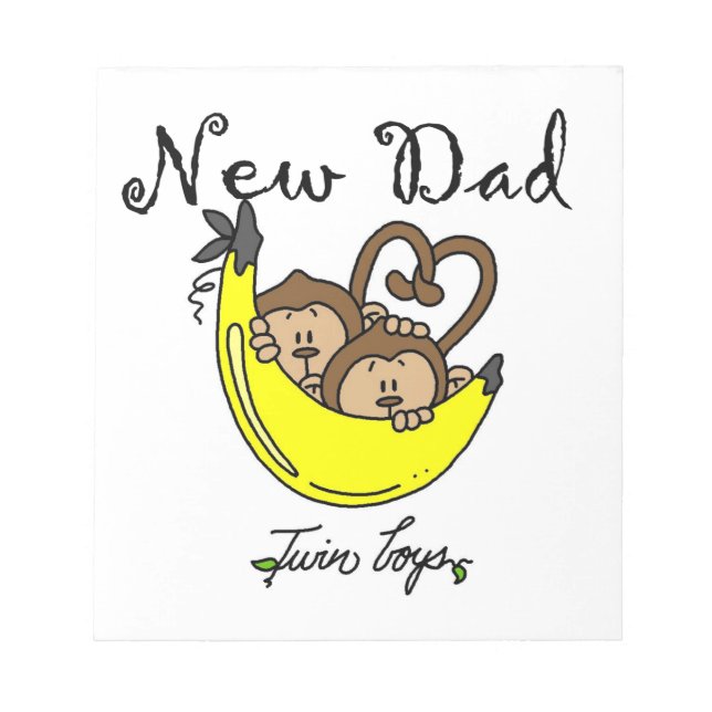 Twin Boys Affen New Dad Geschenke Notizblock (Vorderseite)
