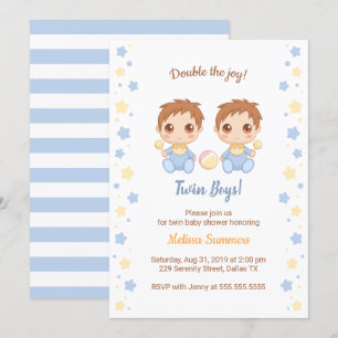 Twin Boys Baby Dusche Einladung