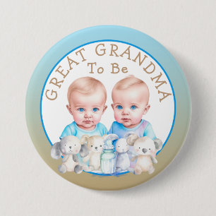 Twin Boy's Baby Dusche große Oma, um zu sein Button