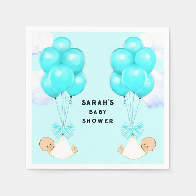 Twin Boys Baby Dusche Napkins Serviette (Vorderseite)