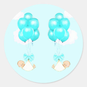 Twin Boys Baby Dusche Runder Aufkleber