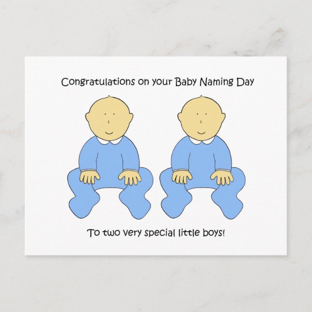 Twin Boys Baby Naming Day Herzlichen Glückwunsch. Postkarte (Vorderseite)