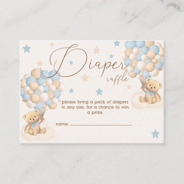 Twin Boys Baby Shower Diaper Raffle Begleitkarte (Vorderseite)