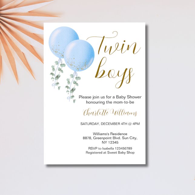 Twin Boys Baby shower Editable Invitation (Créateur téléchargé)