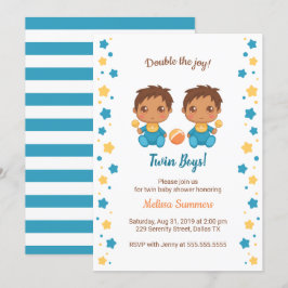 Twin Boys Babydusche 2 Einladung