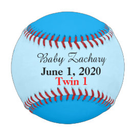 Twin Boys Birth Stats Blue Baseball