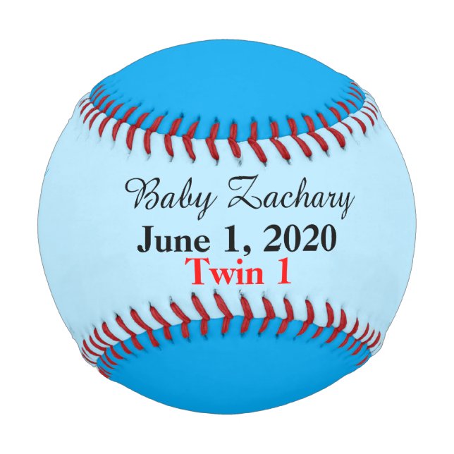 Twin Boys Birth Stats Blue Baseball (Vorderseite)