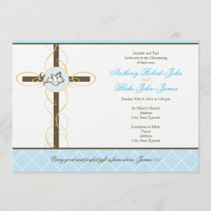 Twin Boys Christening/Taufe Einladung
