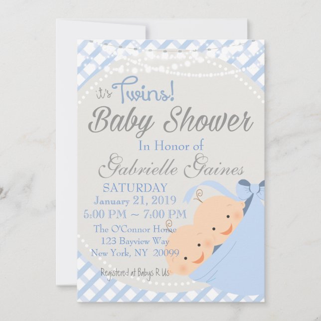 Twin Boys Country Charm Baby shower Invitation (Devant)