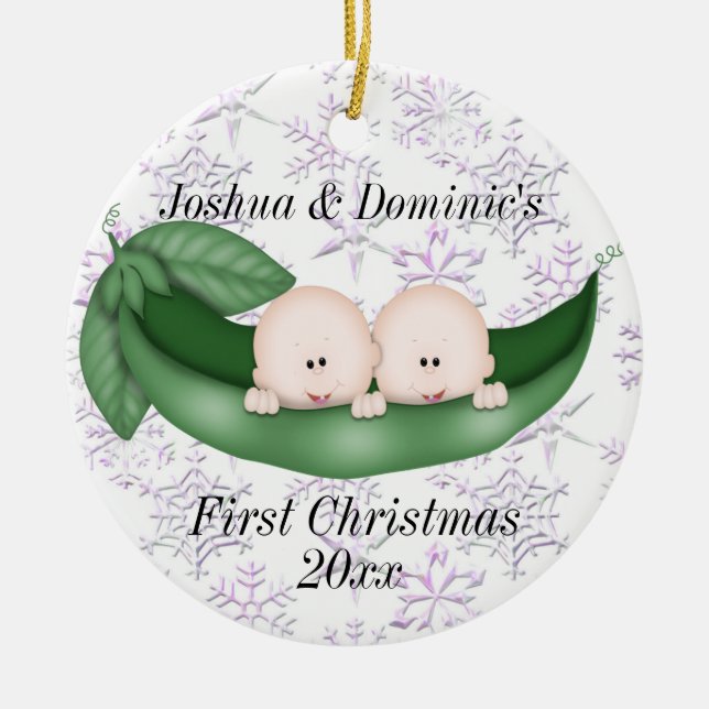 Twin Boys Erste Weihnachtsfeier Keramik Ornament (Vorne)