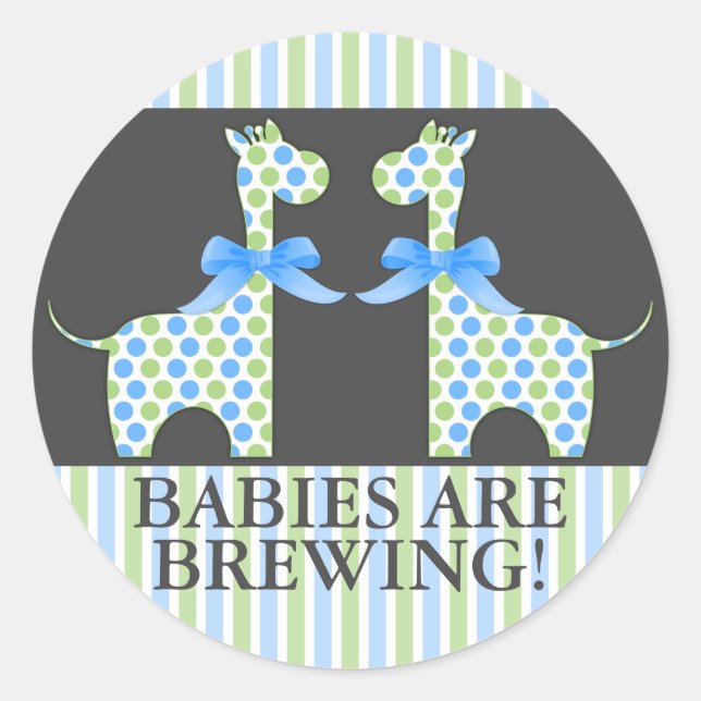 Twin Boys Giraffe Babys brauen Runder Aufkleber (Vorderseite)