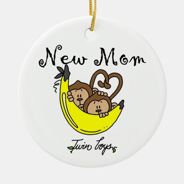 Twin Boys Junge Mutter Geschenke Keramik Ornament (Vorne)