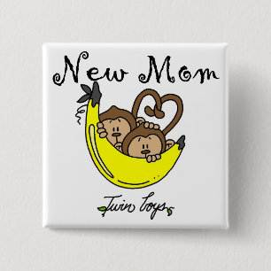Twin Boys Junge Mutter Tshirts und Geschenke Button