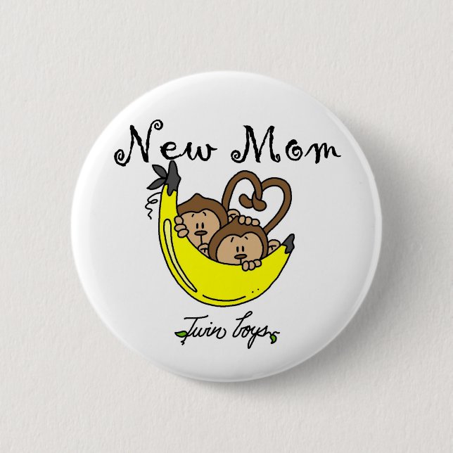 Twin Boys Junge Mutter Tshirts und Geschenke Button (Vorderseite)