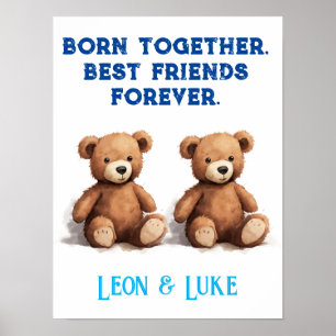 Twin Boys Kinderzimmer, Vintag Teddy Bears, Poster