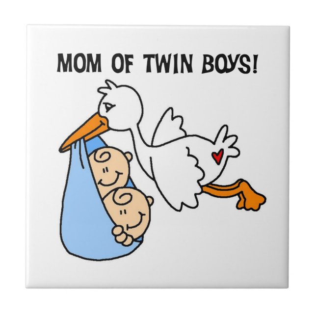 Twin Boys Mama Stork Geschenke Fliese (Vorderseite)