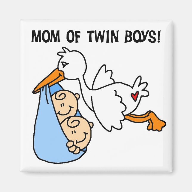 Twin Boys Mama-Stork Tshirts und Geschenke Magnet (Vorne)