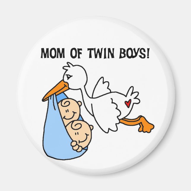 Twin Boys Mama-Stork Tshirts und Geschenke Magnet (Vorne)