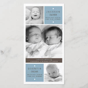 Twin Boys moderne Photo Baby Faire-part de naissan