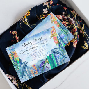 Twin Boys OceanSea Animaux Baby shower Invitation