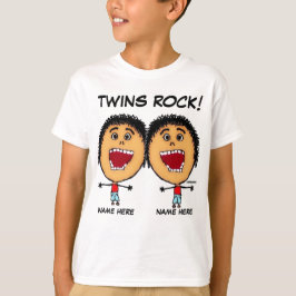 Twin Boys Rock Cartoon T-Shirt