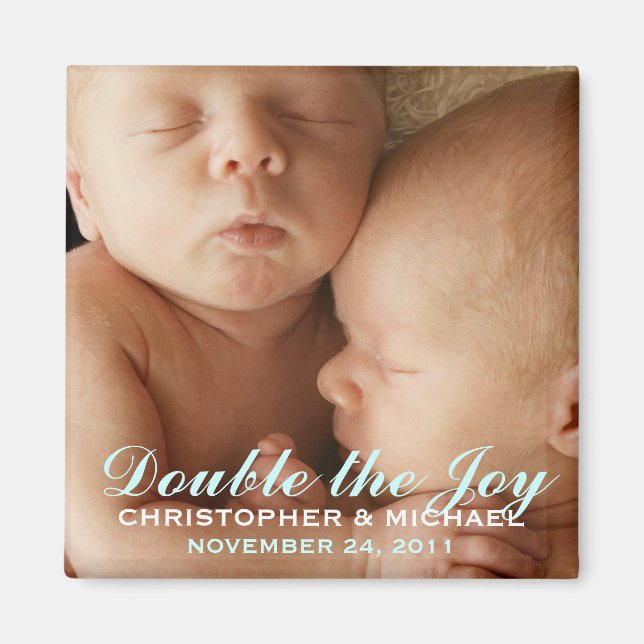 Twin Boys Sweet Photo Faire-part Magnet (Devant)