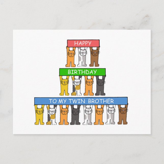 Twin Brother Happy Birthday Postkarte (Vorderseite)