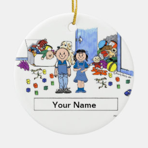 Twin Brother & Sister Keramikornament