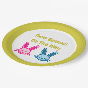 Twin Bunnies auf dem Weg zur Schwangerschaft Pappteller
