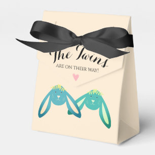 Twin Bunnies Babydusche Niedliches hellgelbes Part Geschenkschachtel