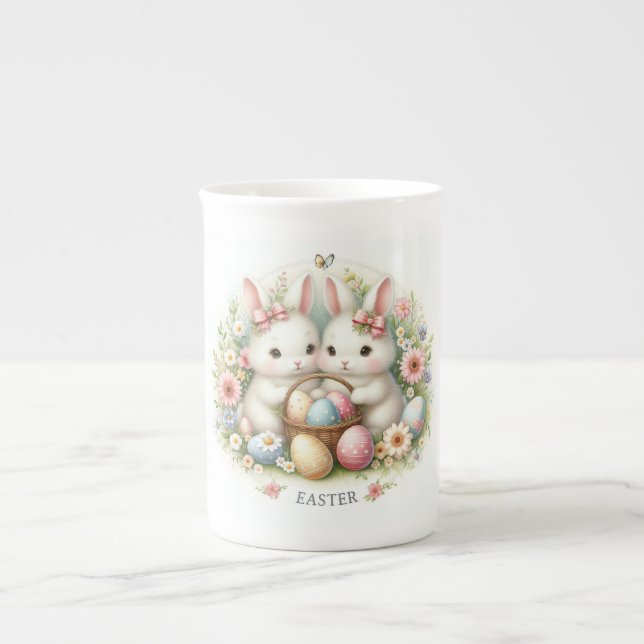 Twin Bunnies Oaster Prozellantasse (Vorderseite)