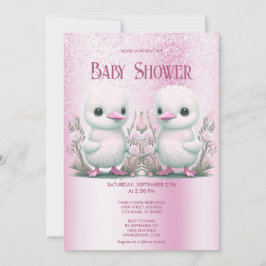 Twin Canards Rose Floral Baby shower Invitation