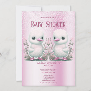 Twin Canards Rose Floral Baby shower Invitation