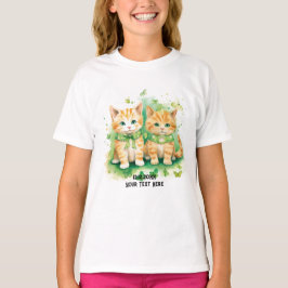 Twin Cats Custom Txt T-Shirt