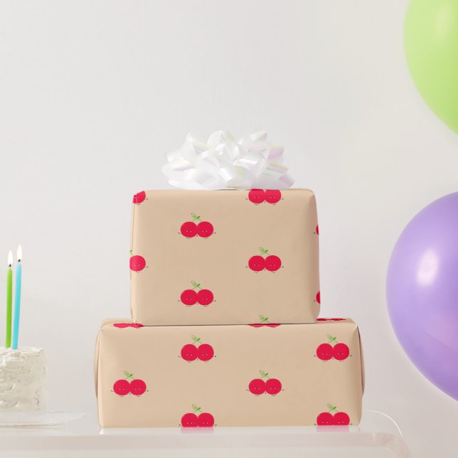 Twin Cherries Wrapping Paper Geschenkpapier (Partygeschenke)