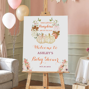 Twin Citrouille Floral Cute Baby shower Affiche de
