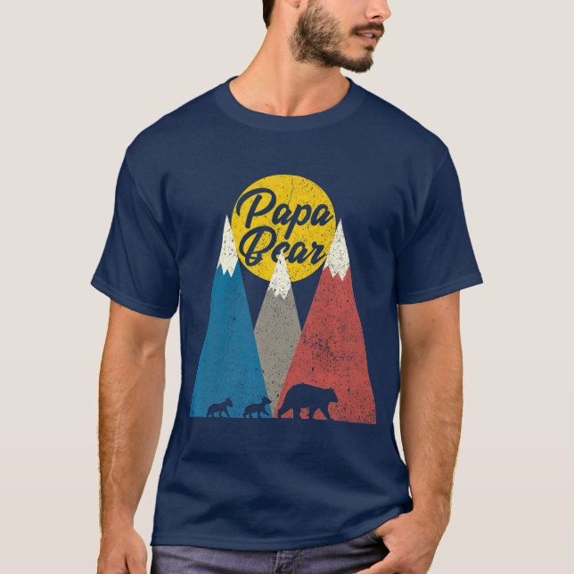 Twin Dad Papa Bear Two Cubs Fathers Day Gift T-Shirt (Vorderseite)