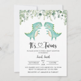 Twin Dinosaurier Baby Dusche Einladung