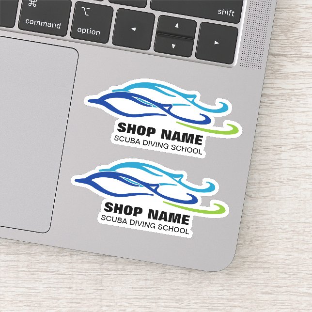 Twin Dolphins Scuba School Aufkleber (Detail)