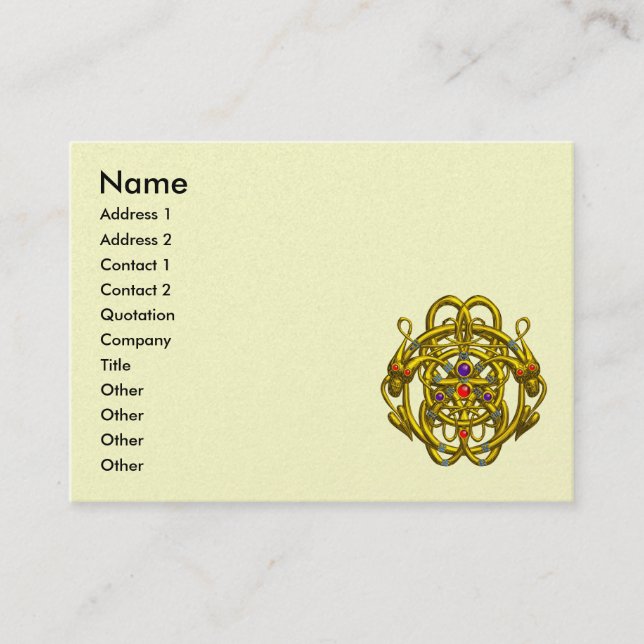 TWIN DRAGONS GOLD CELTIC KNOT Black Cream Pearl Visitenkarte (Vorderseite)