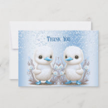 Twin Ducks Blue Floral Carte de remerciements