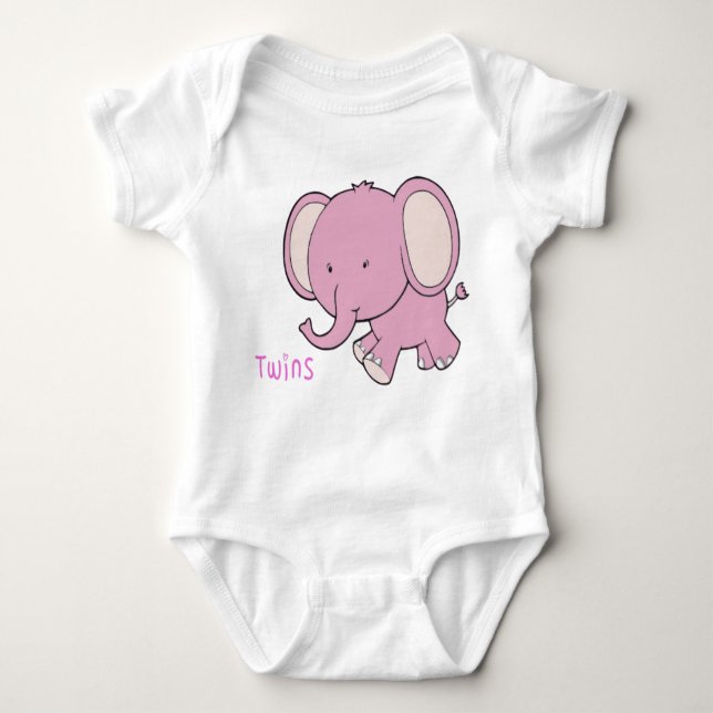 Twin Elephant Baby Strampler (Vorderseite)