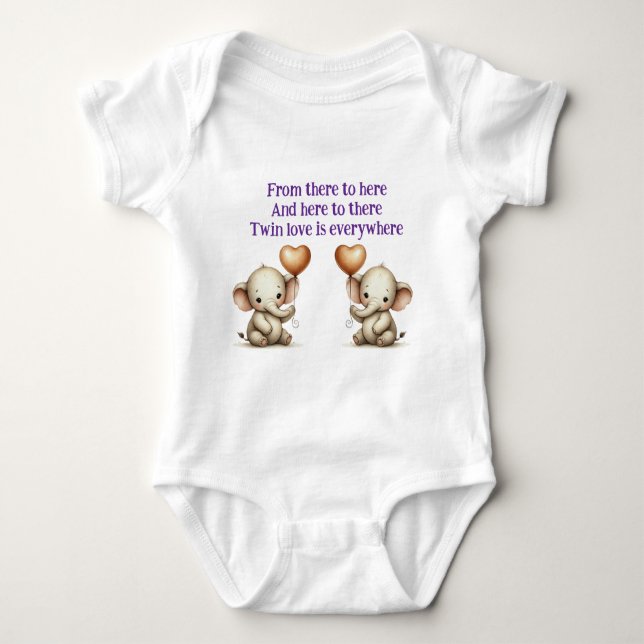 Twin Elephant Liebe Baby Strampler (Vorderseite)