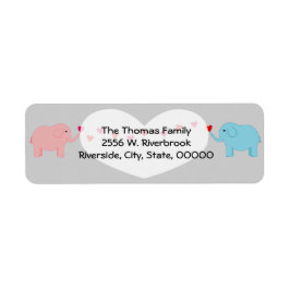 Twin Elephants Boy Girl Return Label
