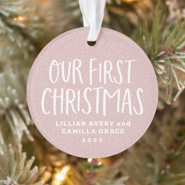 Twin ersten Weihnachten niedlich rosa personalisie Ornament (Baum)