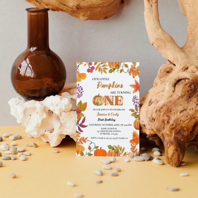 Twin Fall Pumpkin Girl Erster Geburtstag Einladung (Von Creator hochgeladen)