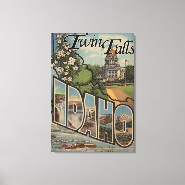 Twin Falls, Idaho - Große Buchstabenszenen Leinwanddruck (Vorderseite)