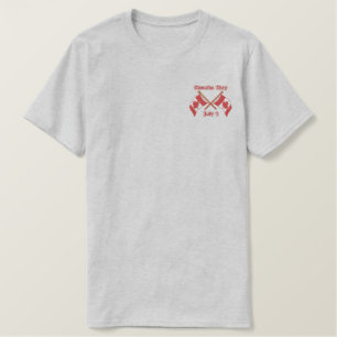 Twin Flags Kanada Besticktes T-Shirt